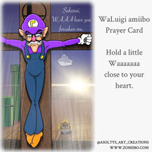 Load image into Gallery viewer, Passion of the Waaaa - Waluigi amiibo PVC Prayer Card
