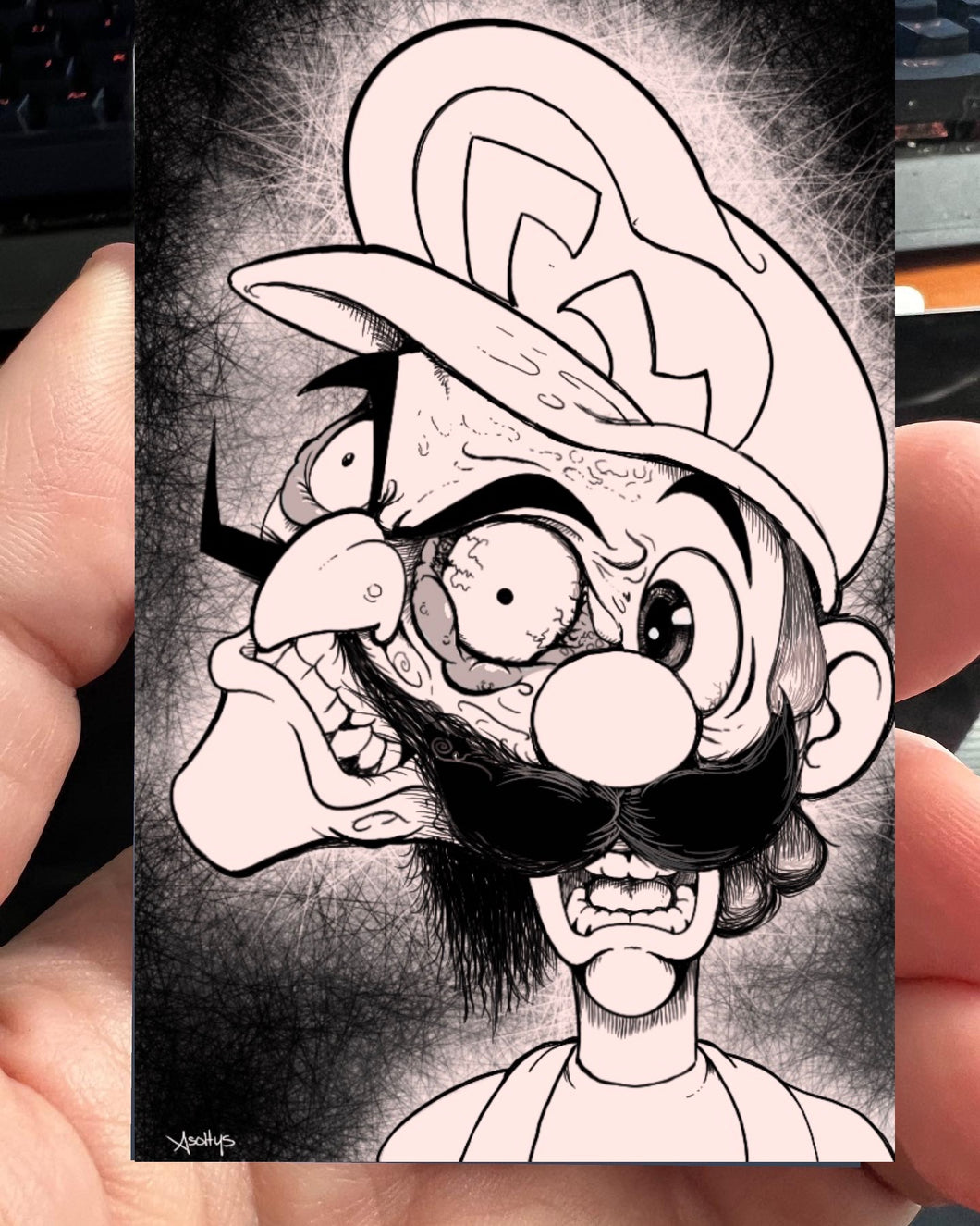 Luigie Nintendo x Tomie (Junji ito) inspired art amiibo card