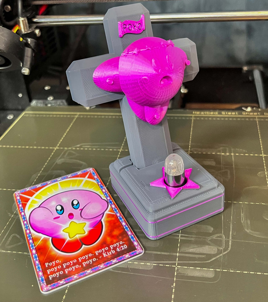 Kirby Crucifix with stand and amiibo prayer card