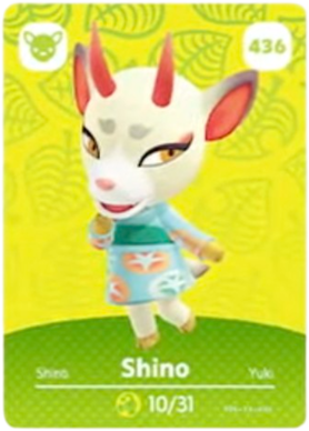 Animal Crossing Shino PVC amiibo card